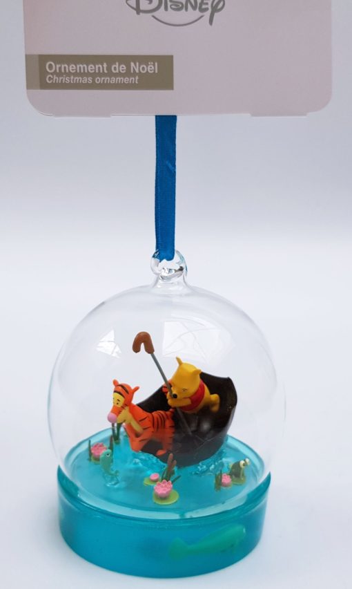 Disneyland Paris Winnie & Tigger Boat Glass Christmas Decoration Ornament