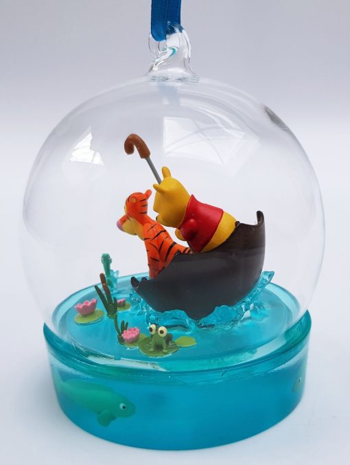 Disneyland Paris Winnie & Tigger Boat Glass Christmas Decoration Ornament